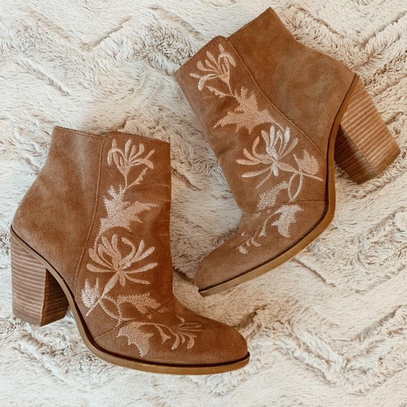 Lucky Brand Shoes - Lucky Brand Eleanor Suede Embroidered Booties